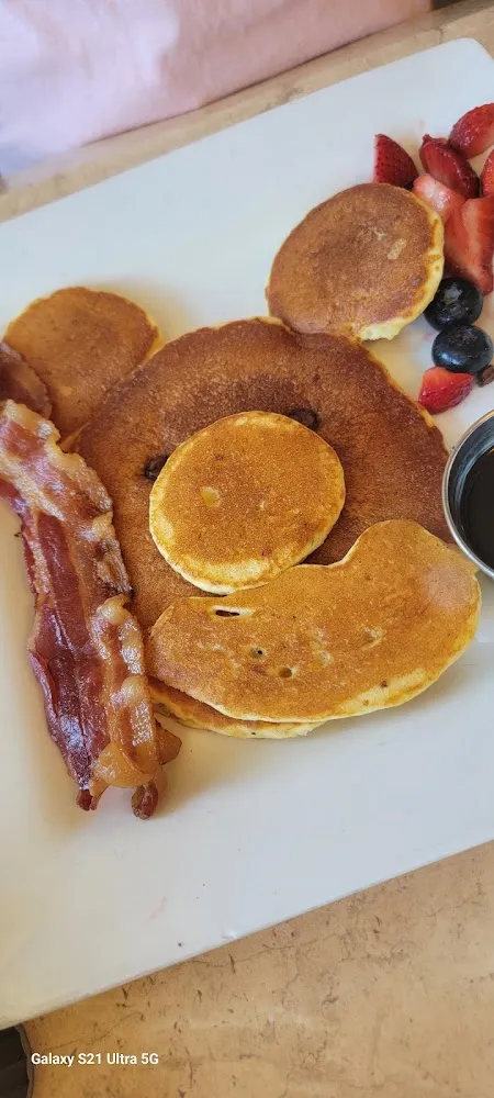 One Pancake One Bacon or Sausage