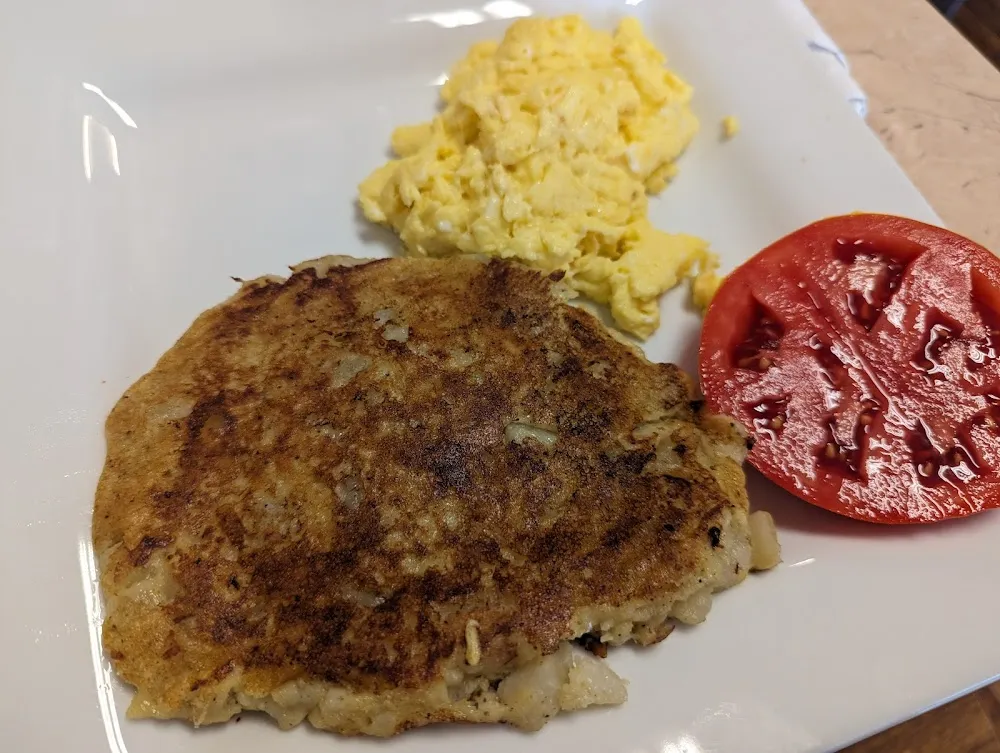 Salmon Patty Egg and Tomato